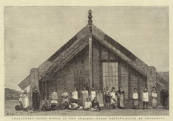 Threatened Maori Rising in New Zealand, Maori Meeting-House at Ohinemutu